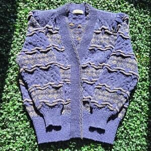 3d Knitwear cardigan Purple blue lettuce edge